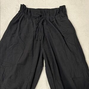 Black Paperbag Waist Tie Pants
